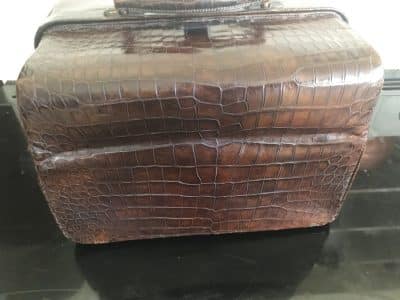 Walker & Hall Crocodile Valise with Silver accessories Antique Collectibles 6