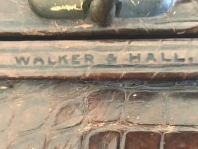 Walker & Hall Crocodile Valise with Silver accessories Antique Collectibles 16