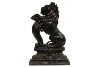 Victorian Cast Iron Lion Rampant Door Stop Antique Metals 3