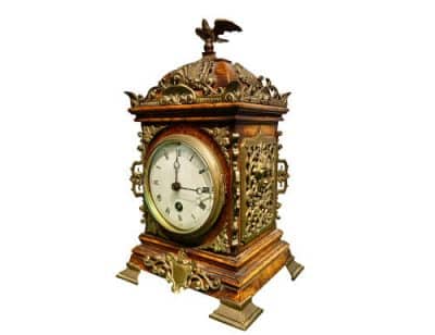 Brass Mounted 8 Day Timepiece Antique Clocks 6