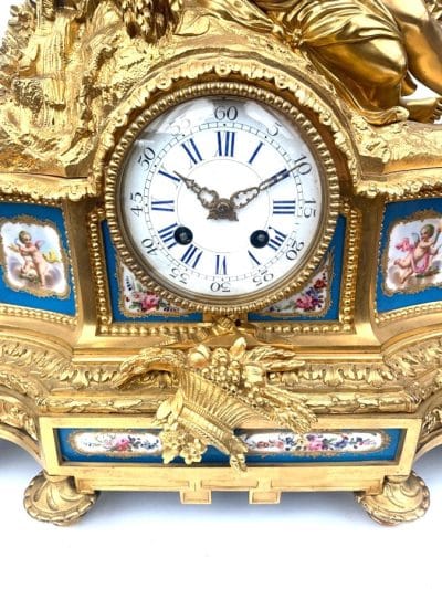 8-Day Striking Blue Sevres Mantle Clock