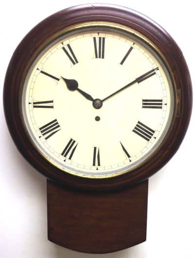 Rare English Drop Dial Wall Clock Mahogany Station Public School Wall Clock Drop Dial Antique Clocks 3