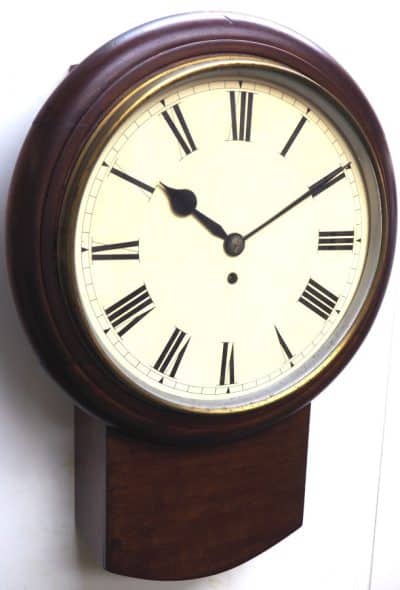 Rare English Drop Dial Wall Clock Mahogany Station Public School Wall Clock Drop Dial Antique Clocks 4