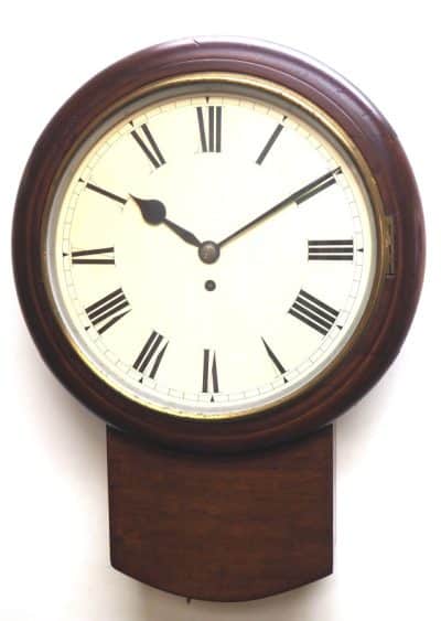 Rare English Drop Dial Wall Clock Mahogany Station Public School Wall Clock - Image 9