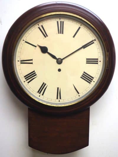 Rare English Drop Dial Wall Clock Mahogany Station Public School Wall Clock Drop Dial Antique Clocks 10