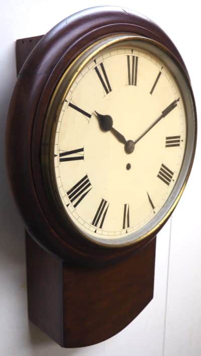 Rare English Drop Dial Wall Clock Mahogany Station Public School Wall Clock Drop Dial Antique Clocks 9