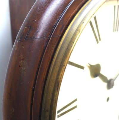 Rare English Drop Dial Wall Clock Mahogany Station Public School Wall Clock - Image 6