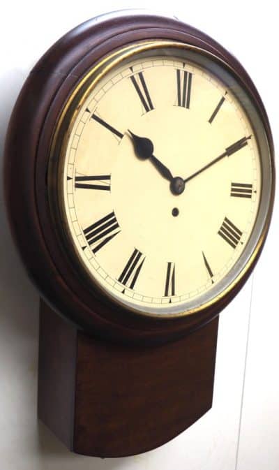 Rare English Drop Dial Wall Clock Mahogany Station Public School Wall Clock Drop Dial Antique Clocks 5