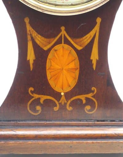 Fantastic Art Nouveau Solid Mahogany Timepiece Clock with Satinwood Inlaid Decoration