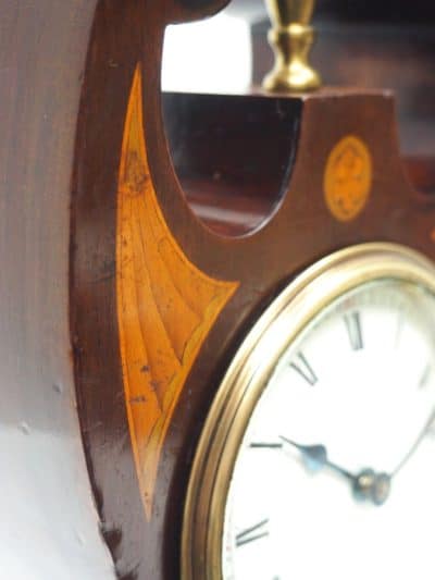 Fantastic Art Nouveau Solid Mahogany Timepiece Clock with Satinwood Inlaid Decoration