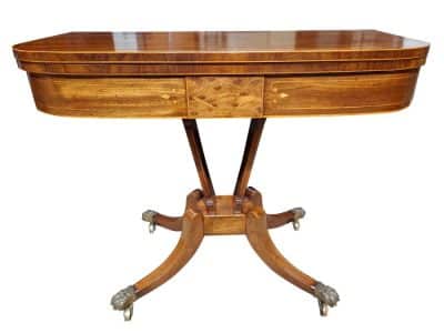 George III Mahogany and Satinwood Card Table Antique Furniture 3