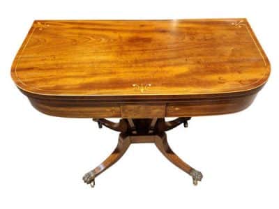 George III Mahogany and Satinwood Card Table Antique Furniture 4