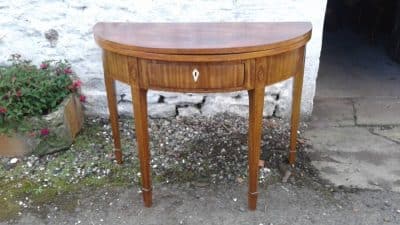 SOLD Georgian demi lune ( Half moon) mahogany foldover tea table 18th Cent Antique Tables 3