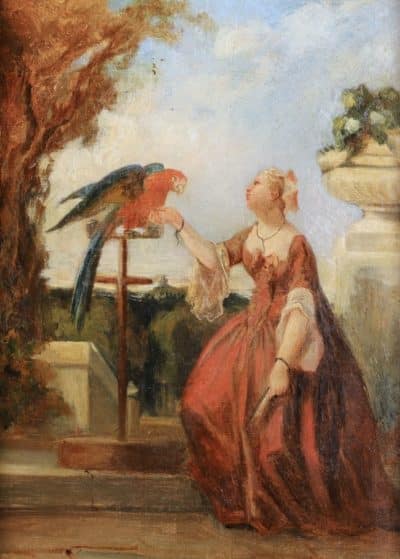 French “ Lady with Macaw parrot on a balcony " - Image 6