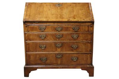 Geo II Walnut Veneer Bureau 18th Cent Antique Bureau 3