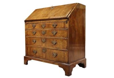 Geo II Walnut Veneer Bureau 18th Cent Antique Bureau 4