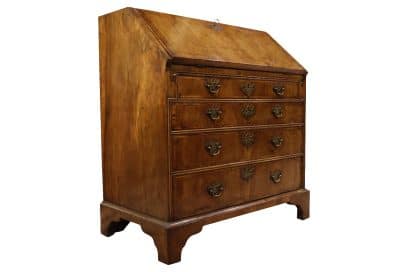 Geo II Walnut Veneer Bureau 18th Cent Antique Bureau 5