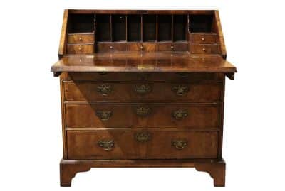 Geo II Walnut Veneer Bureau 18th Cent Antique Bureau 6