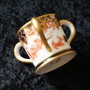 Antique Royal Crown Derby Miniature Three Handled Tyg Miniature Crown Derby Antique Ceramics