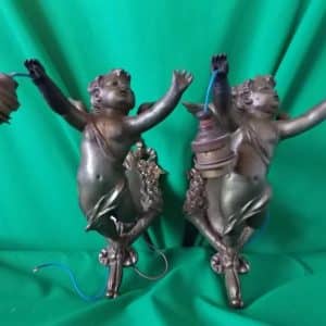 Pair early Cherub wall lights cherubs Antique Art