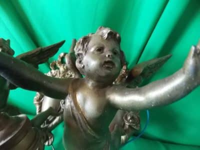 Pair early Cherub wall lights cherubs Antique Art 5