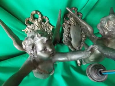 Pair early Cherub wall lights - Image 4