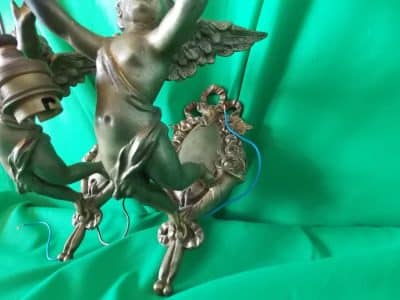 Pair early Cherub wall lights cherubs Antique Art 7