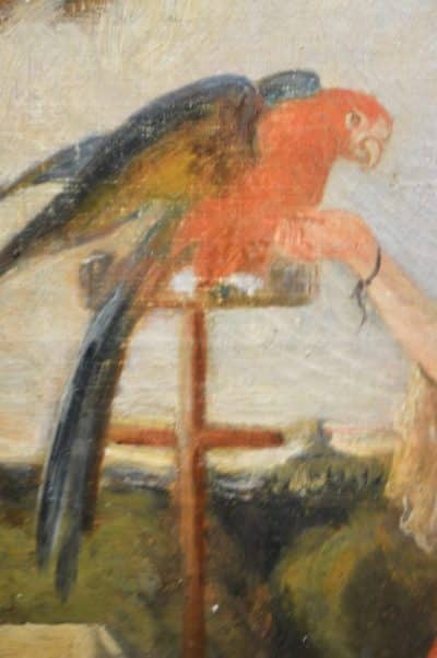 French “ Lady with Macaw parrot on a balcony " - Image 2