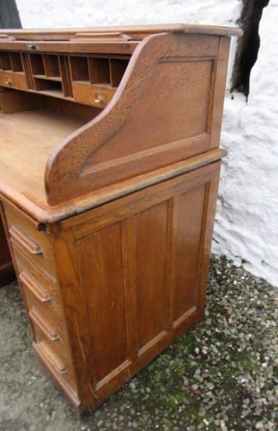 SOLD Edwardian Lebus Oak Roll Top Desk Andrew Christie Antique Desks 5