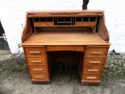 SOLD Edwardian Lebus Oak Roll Top Desk Andrew Christie Antique Desks 4