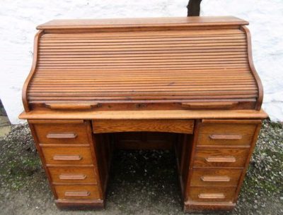 SOLD Edwardian Lebus Oak Roll Top Desk