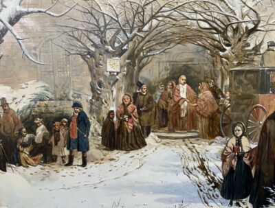 Christmas Day After John Ritchie (1821-1879) Genre Figurative Winter Snow Oil Portraits Paintings - Image 12