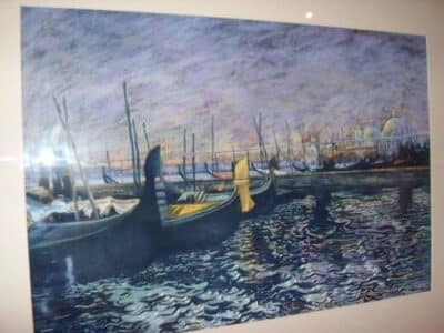 Venice Moonlight Pastel & Gouache Paintings Ink Pen Drawings of Gondolas Grand Canal Pastel & Gouache Antique Art 5