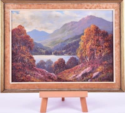 Douglas Falconer. Oil on Board. “Loch Affric” Antique paintings Scottish landscape Antique Art 3