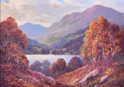 Douglas Falconer. Oil on Board. “Loch Affric” Antique paintings Scottish landscape Antique Art 4