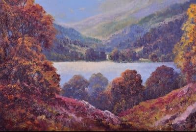 Douglas Falconer. Oil on Board. “Loch Affric” Antique paintings Scottish landscape Antique Art 5