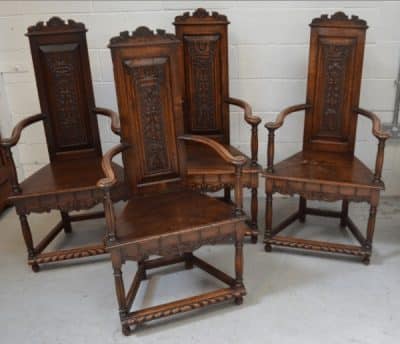 SOLD Set of four French provincial high back mahogany armchairs 19th century Antique Chairs 3