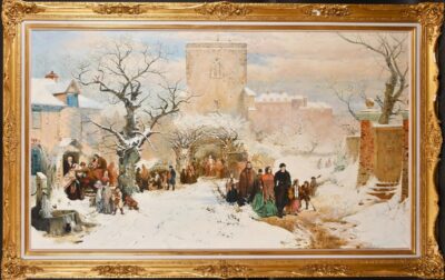 Christmas Day After John Ritchie (1821-1879) Genre Figurative Winter Snow Oil Portraits Paintings