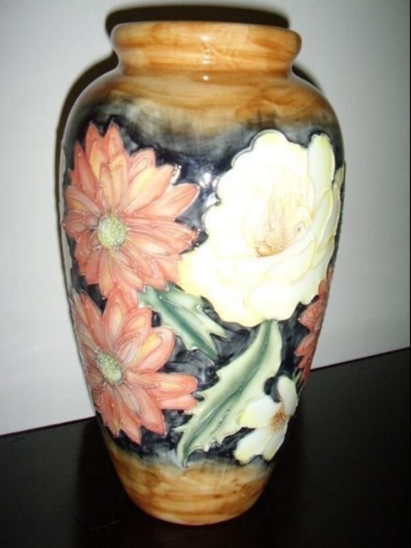 Pair Porcelain Glazed Florian Ware Antique Vases Antique Ceramics 4