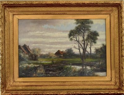 Pair ABRAHAM HULK, Jnr Oil Painting 19th century Antique Art 4