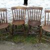 SOLD Set of four rare Scottish Victorian burr elm kitchen chairs