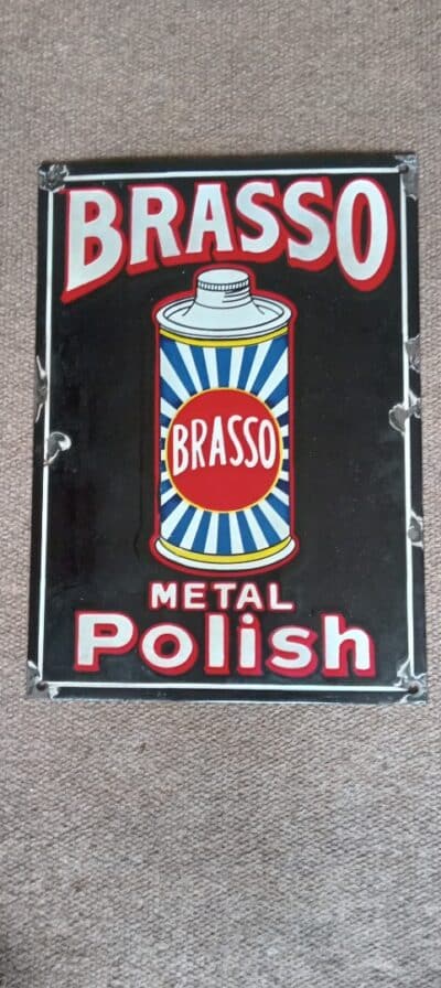 AN ENAMELLED ADVERTISING SIGN. BRASSO–GOOD OLD BRASSO! Antique Collectibles 3