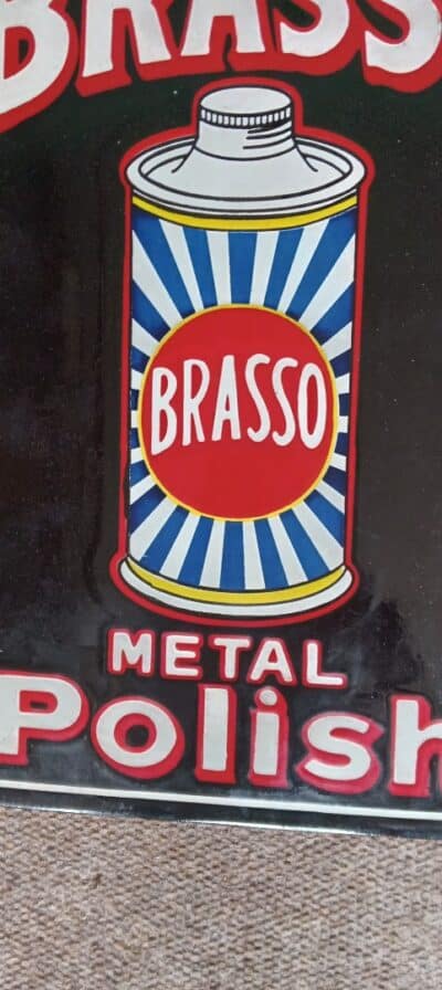 AN ENAMELLED ADVERTISING SIGN. BRASSO–GOOD OLD BRASSO! Antique Collectibles 5