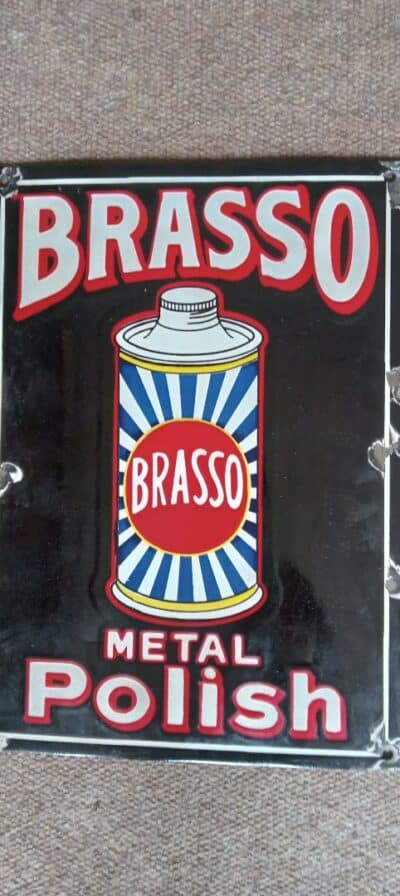AN ENAMELLED ADVERTISING SIGN. BRASSO–GOOD OLD BRASSO! Antique Collectibles 7
