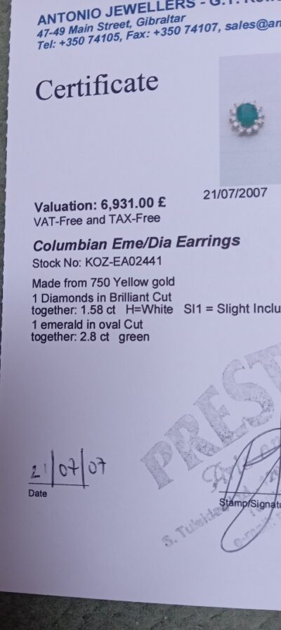 COLOMBIAN EMERALDS RING& EARINGS. Bought in 2007. GREAT ITEMS - Image 6