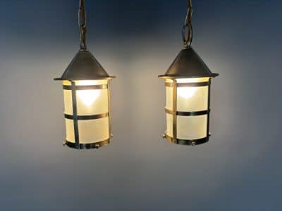 Pair of Arts & Crafts Hall Lanterns Ceiling Light Antique Lighting 3