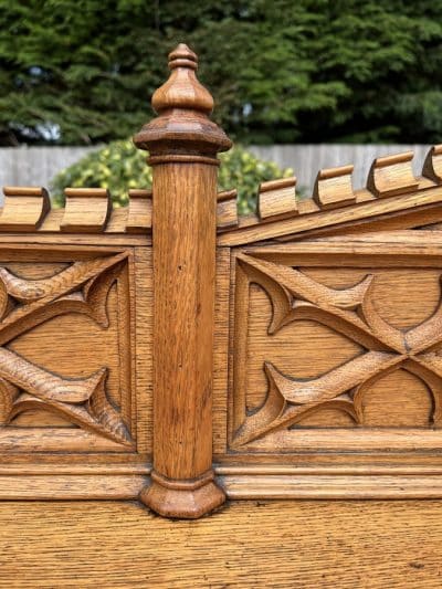 Gothic Revival Oak Sideboard Credenza church Antique Cabinets 8