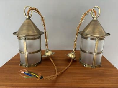 Pair of Arts & Crafts Hall Lanterns Ceiling Light Antique Lighting 4