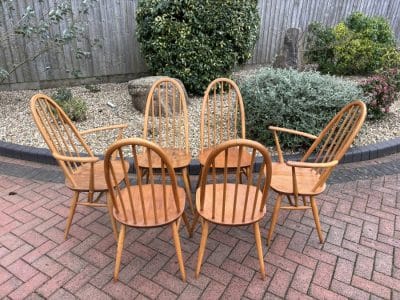 Mid Century Set of Six Ercol Windsor Dining Chairs dining chairs Antique Chairs 3