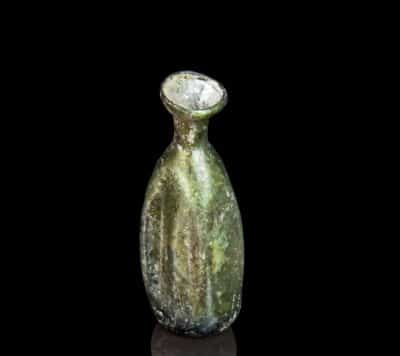 Ancient Roman Glass Fluted Unguents Bottle Antiquities 4